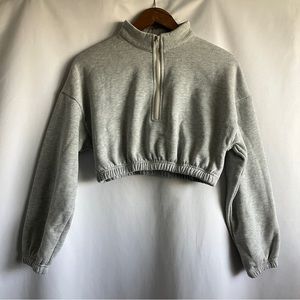 Fashion Nova Cropped Quarter Zip Sweatshirt